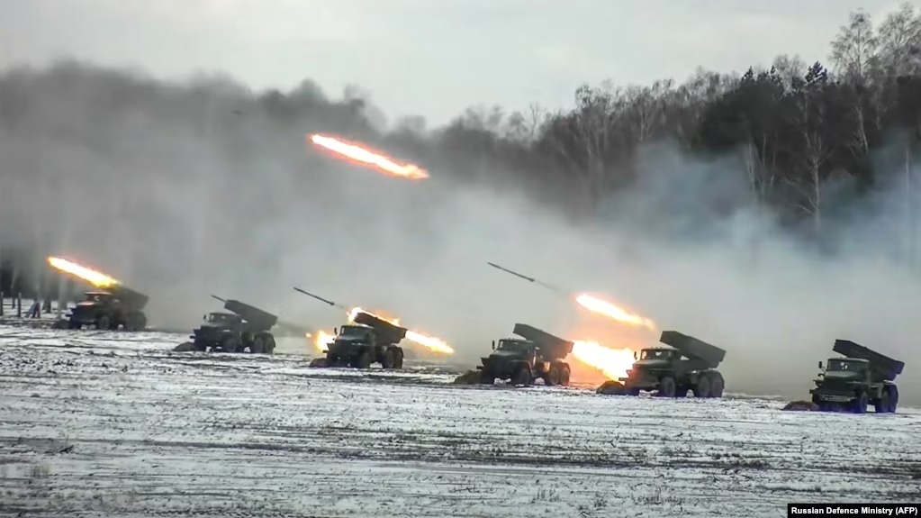 Multiple-rocket launchers fire