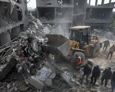 Palestinians search