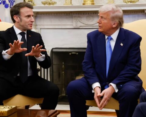 France's President Emmanuel Macron and President Donald Trump