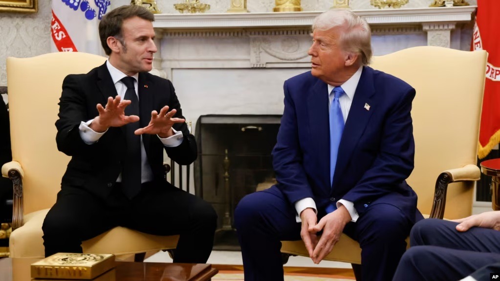 France's President Emmanuel Macron and President Donald Trump