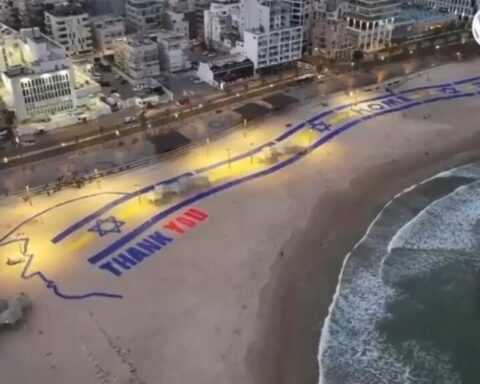 Tel Aviv Beach Banner Hails Trump as Hostage Joy Sweeps Israel